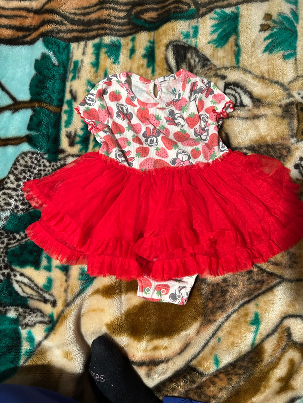Disney Baby Strawberry Print Onesie in Pink and Green